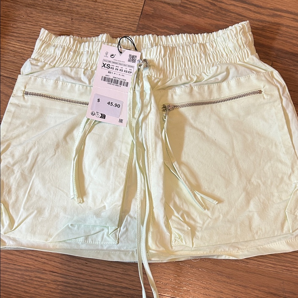 Zara Light Green Cargo Skirt NWT